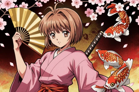 Sakura Fortune Slot Illustration im Gangster-Comic-Stil