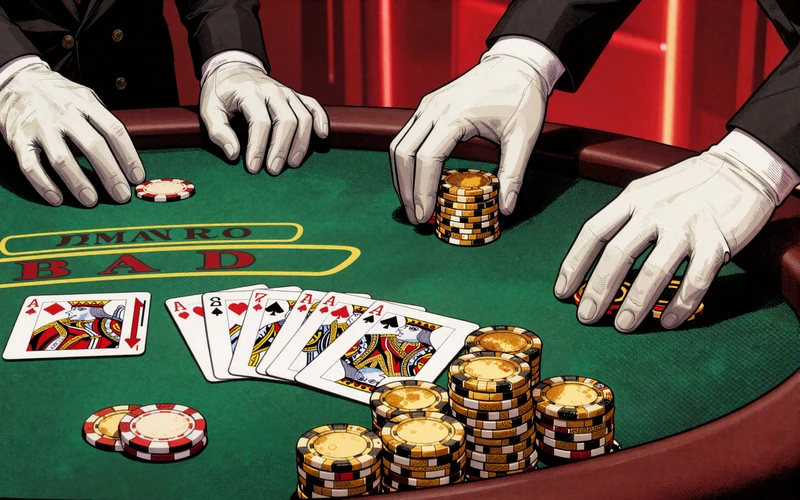 Prestige Live Blackjack Slot Illustration im Gangster-Comic-Stil