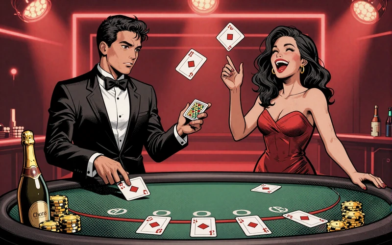 Blackjack Party Slot Illustration im Gangster-Comic-Stil