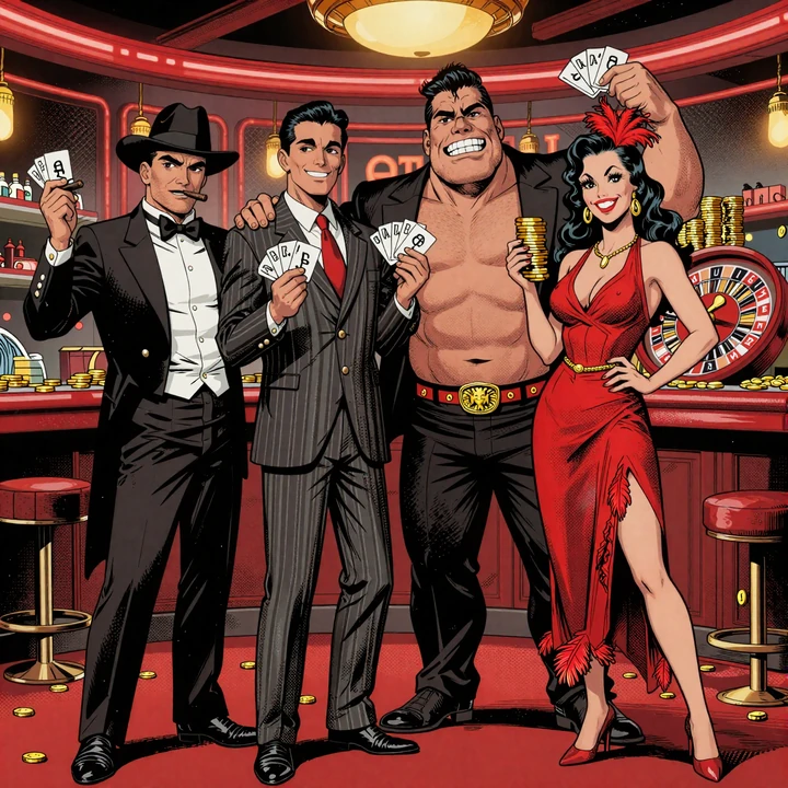 Total Casino Gangster Crew mit Boss Don Vito Lucky Luca Big Tony und Rosa la Bella